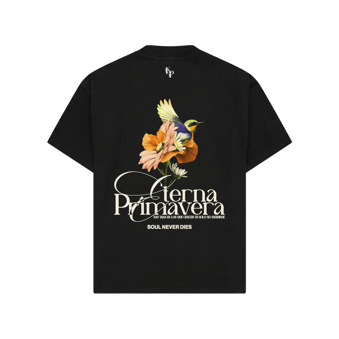 Camiseta Ave Flor Negro