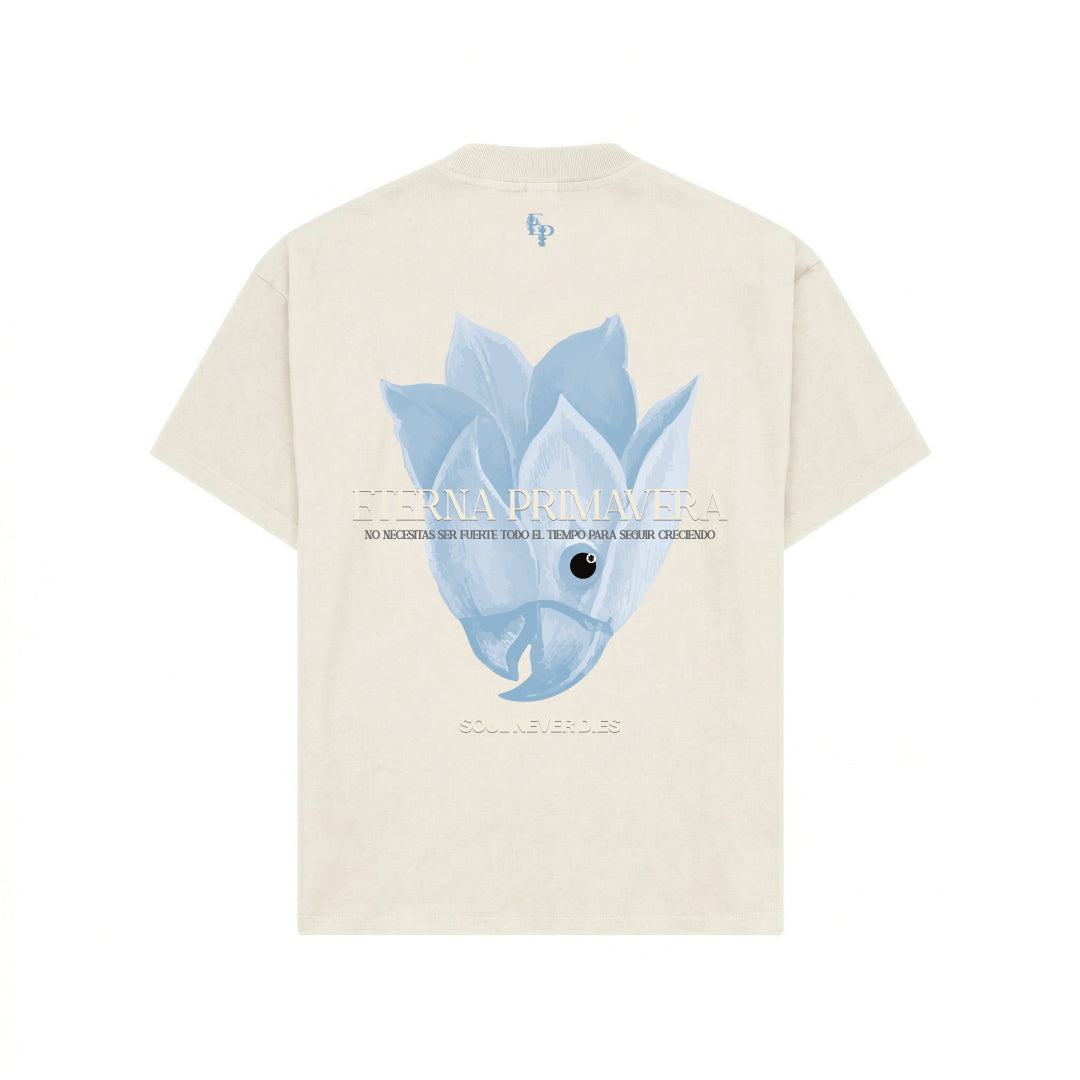 Camiseta Loro Flor Blanco Crema