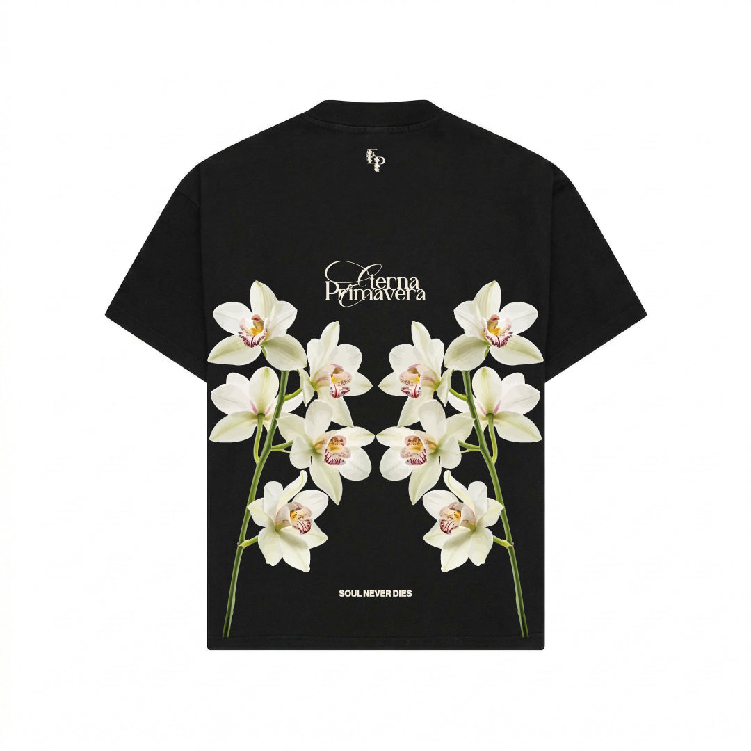 Camiseta Orquidea Negro